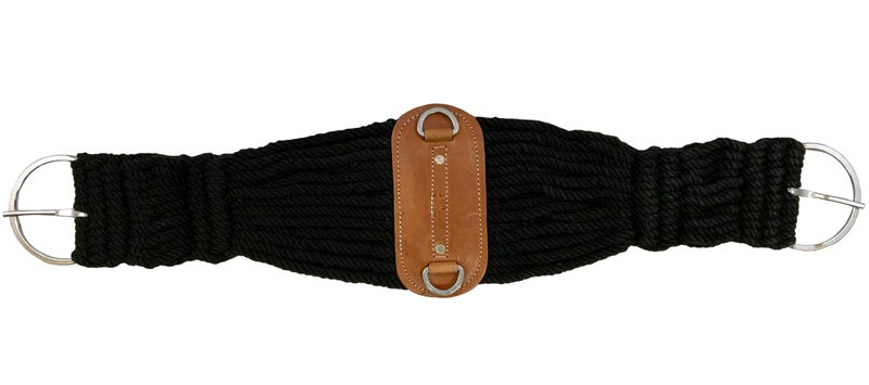 Black Cotton Roper Cinch w/Leather Center