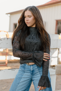 Sterling Kreek Tooled in Black Mesh Top