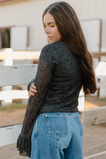 Sterling Kreek Tooled in Black Mesh Top