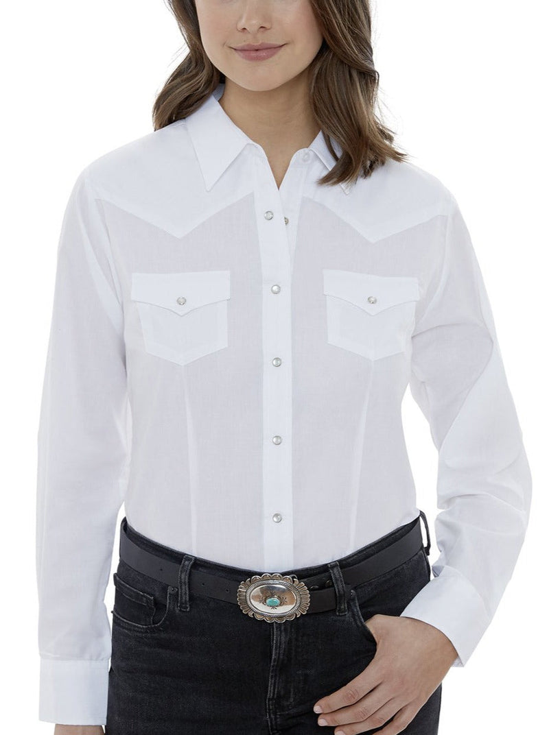 Women's Ely Cattleman Long Sleeve Solid Western Snap Shirt