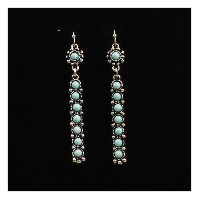 Blazin Roxx Silver Long Bar with Turquoise Stone Earrings