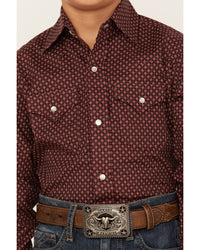 Ely Cattleman Boys L/S Cotton Diamond Geo Prints