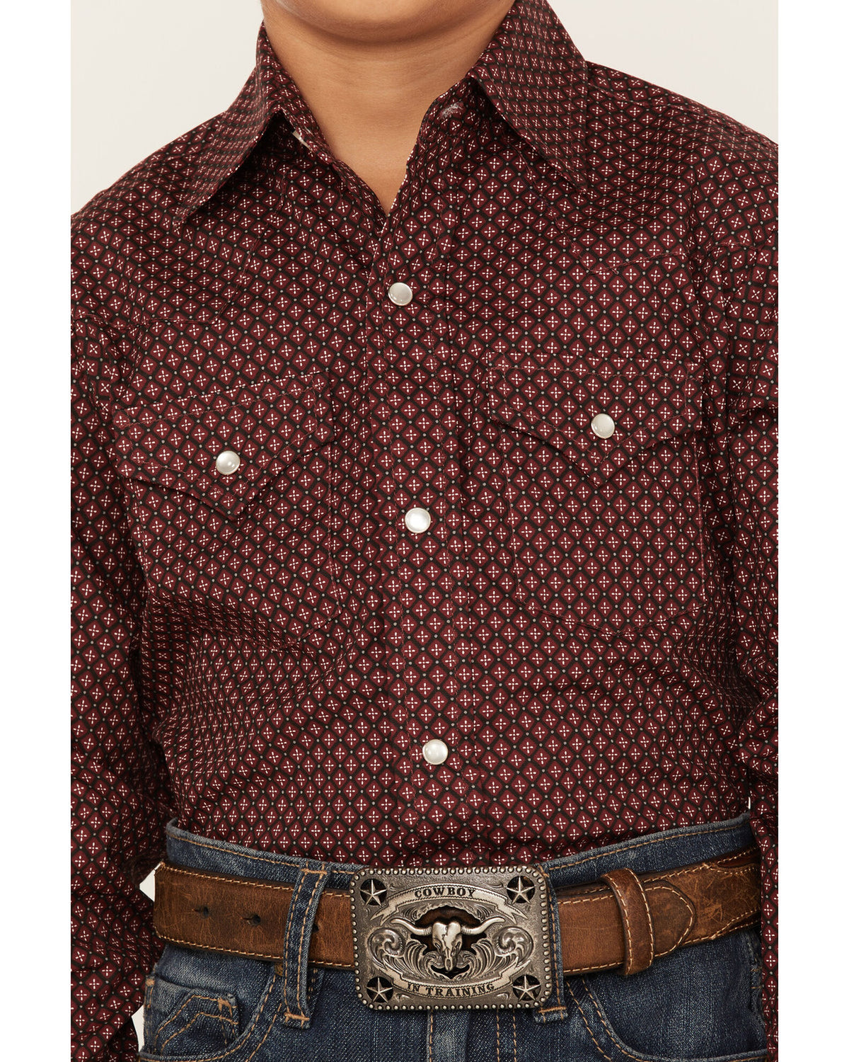 Ely Cattleman Boys L/S Cotton Diamond Geo Prints