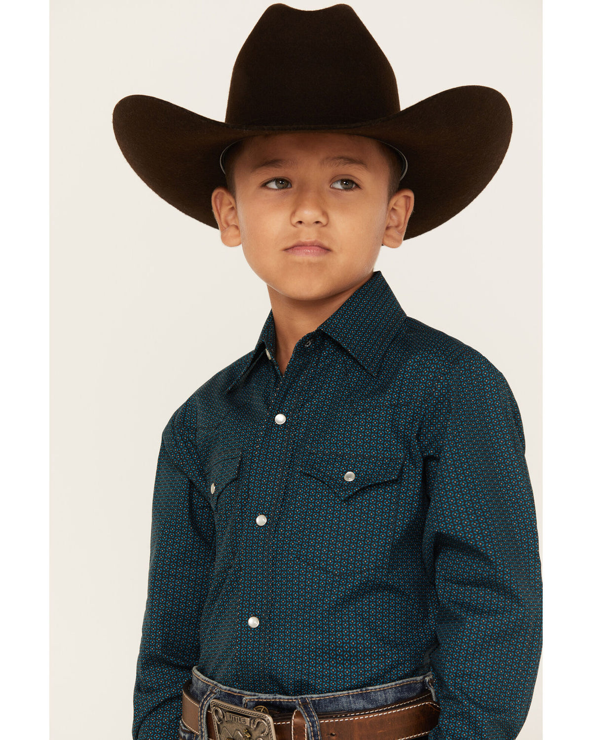 Ely Cattleman Boys L/S Cotton Diamond Geo Prints