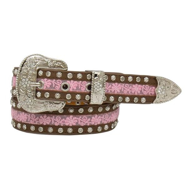 Angel Ranch Antique Silver Tone Studs & Clear Crystals Womens Belt