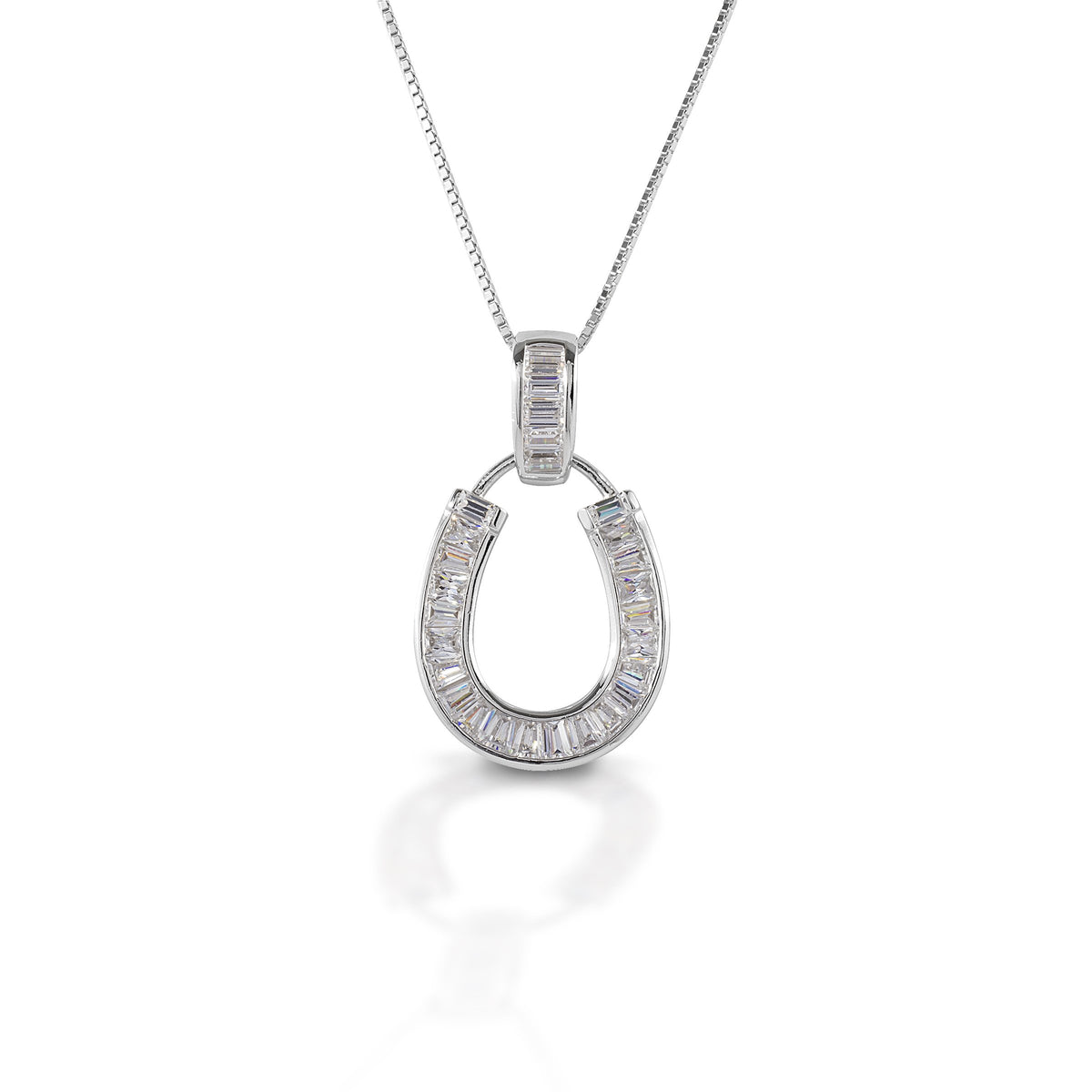 Kelly Herd , Baguette Horseshoe Necklace with Omega Chain - Sterling Silver