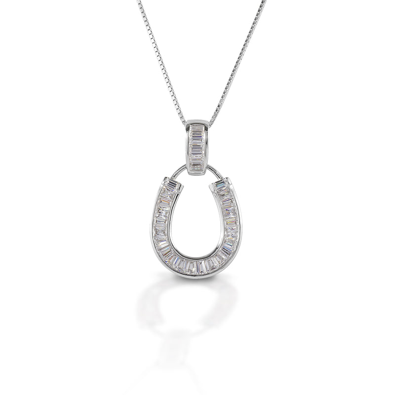 Kelly Herd , Baguette Horseshoe Necklace with Omega Chain - Sterling Silver