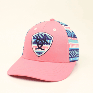 Ariat Pink Aztec Girls Baseball Cap