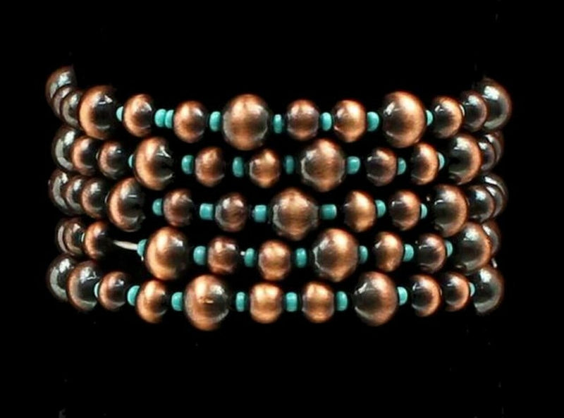 Blazin Roxx® Copper/Turquoise Stretch 5-Strand Beaded Bracelet