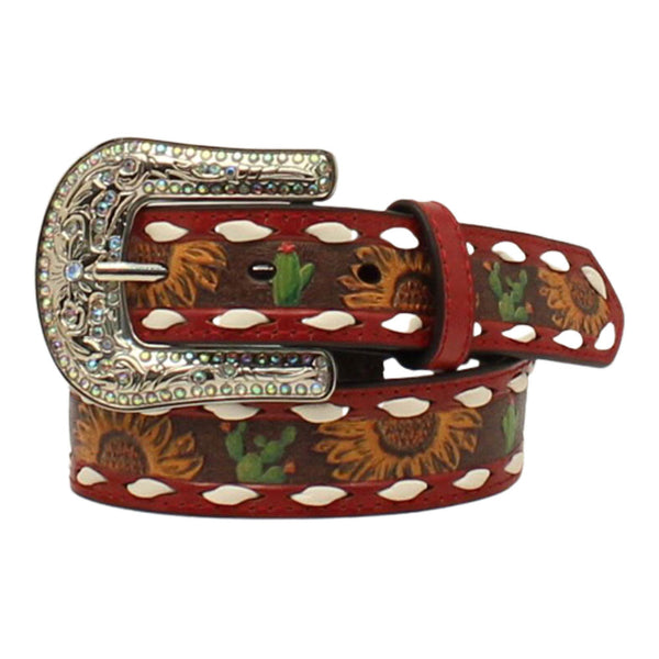 Angel Ranch Girls Sunflower Cactus Red Belt