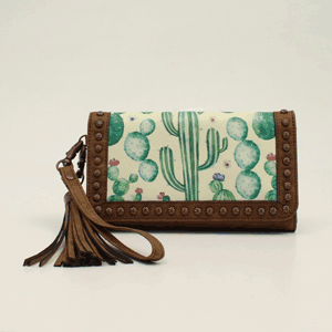 Angel Ranch Women's Cactus Print Clutch Wallet