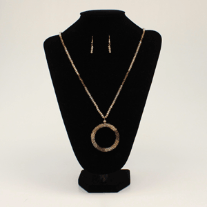 SILVER STRIKE SHIMMER BEADS ROUND PENDANT JEWELRY SET