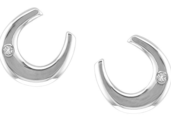 Kelly Herd Single Stone Horseshoe Stud Earrings - Sterling Silver