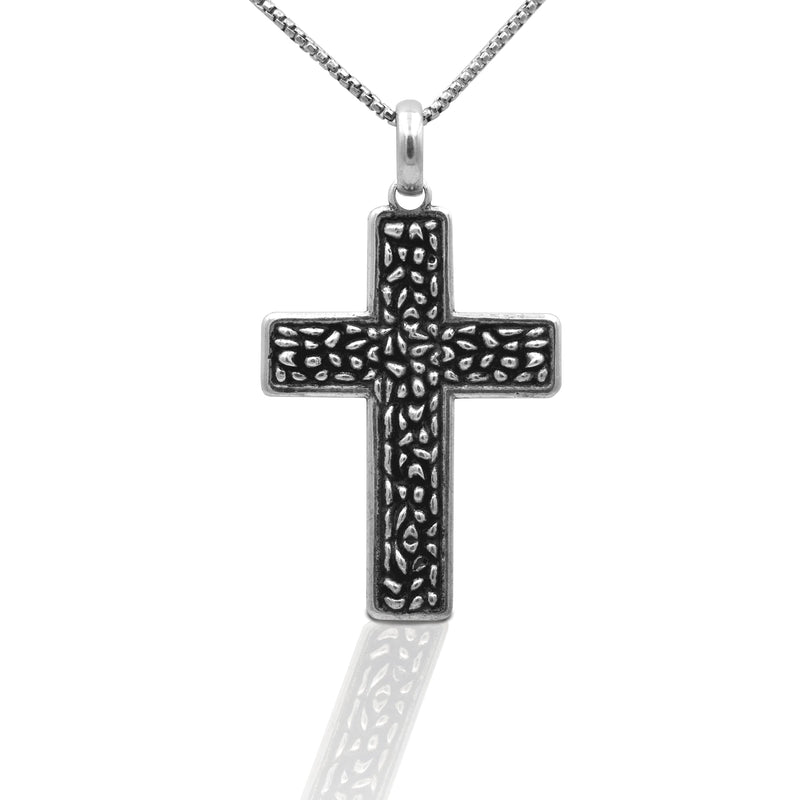Kelly Herd Men's Textured Cross Pendant Necklace